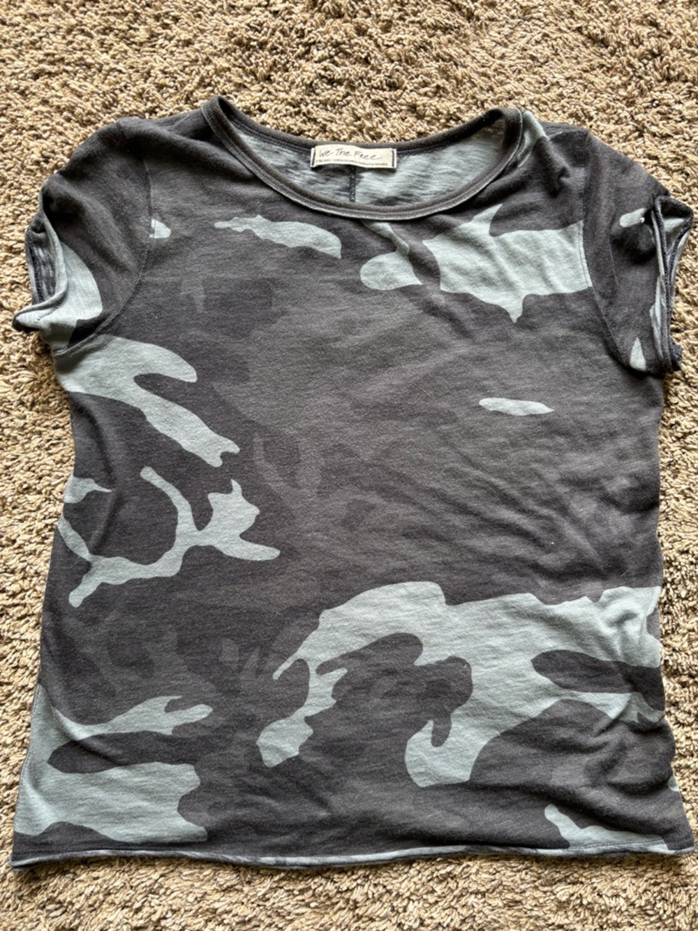 We the free Gray & Light Gray Camo Short Sleeve Tee , clothes